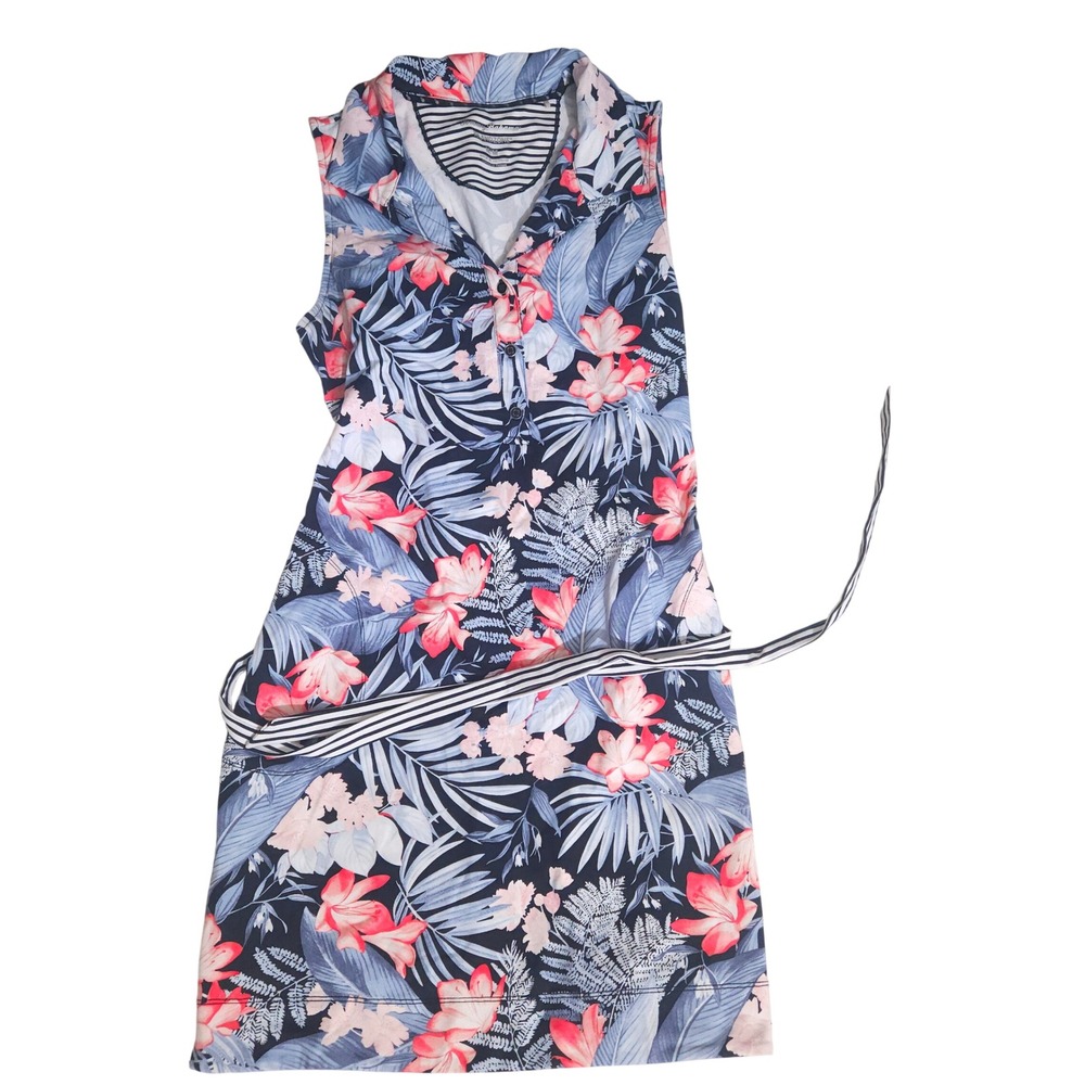 Tommy Bahama IslandZone Womens Medium Tropical Floral Sleeveless Belted Dress
